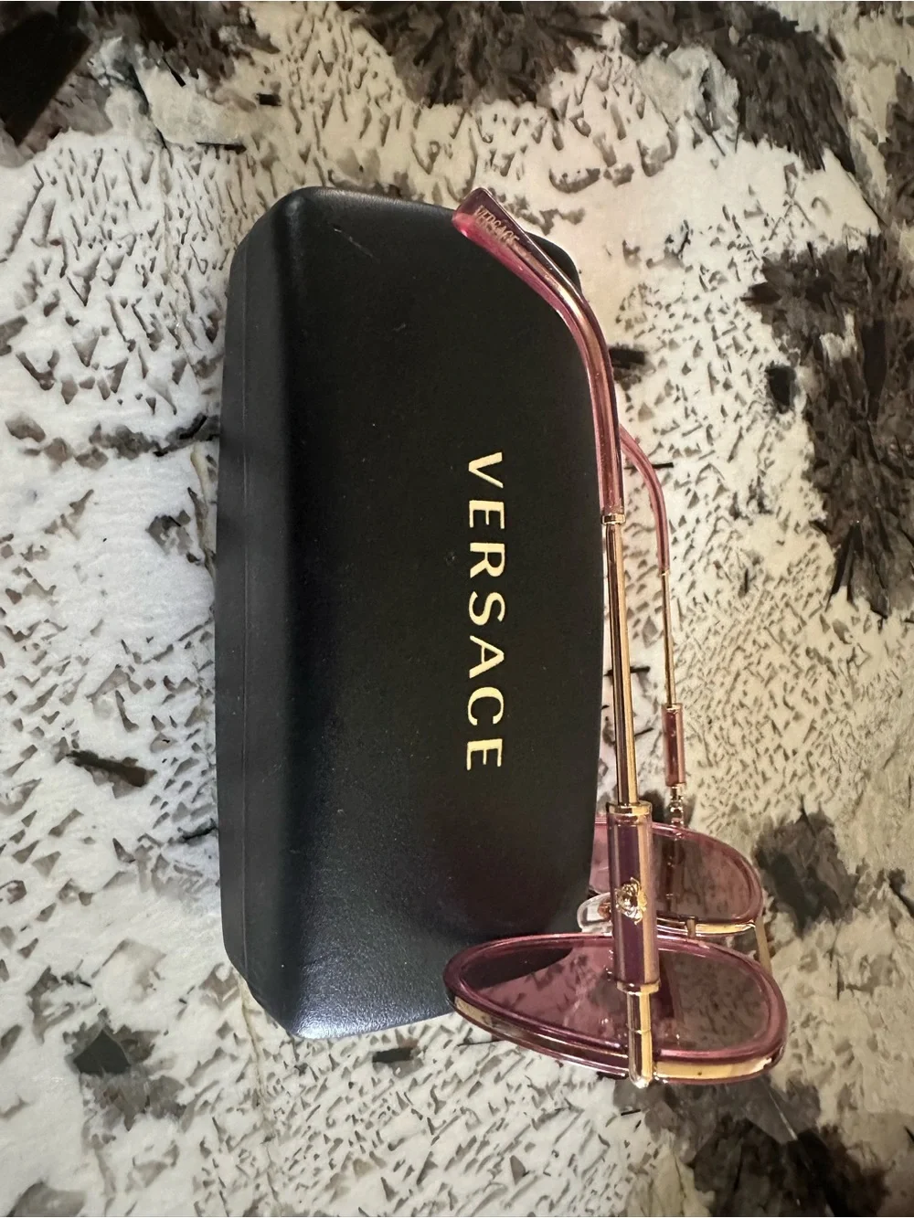 Versace Women Pink Aviator Sunglasses with Gold Frame